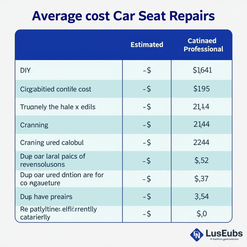 Car Seat Repair Cost Comparison