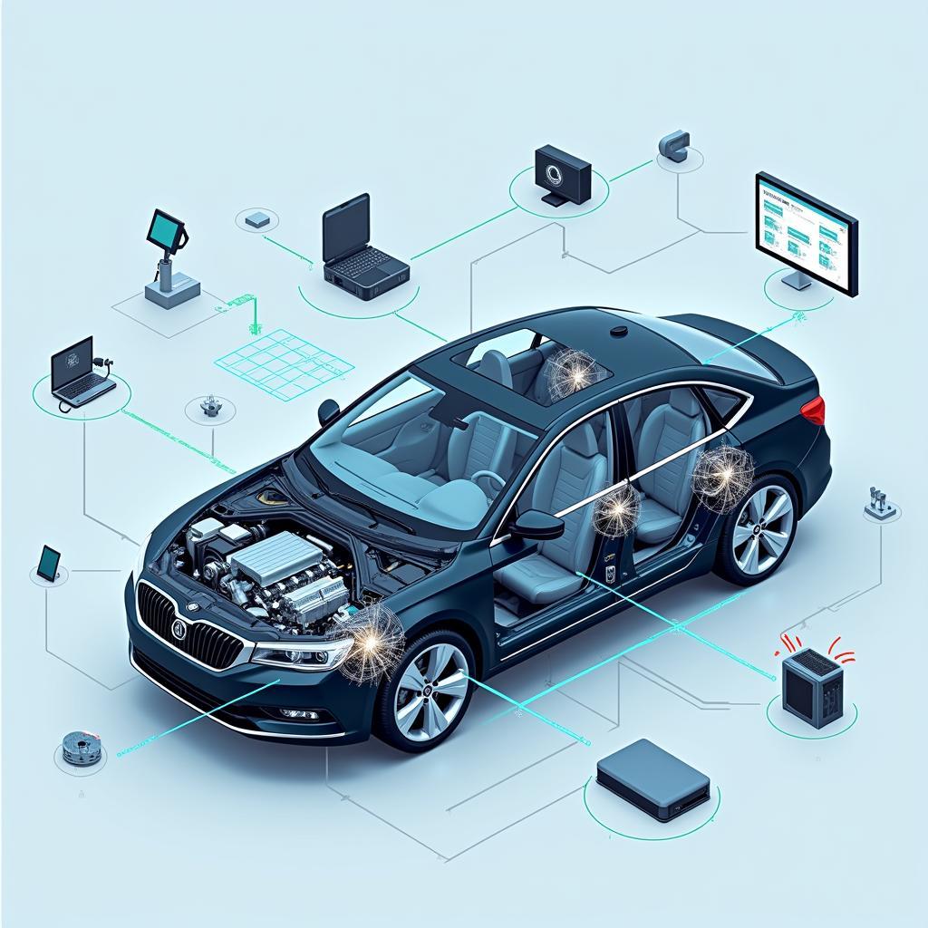 Car Sensor Network Illustration