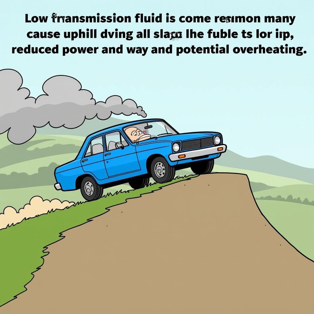 Car struggling to climb a steep hill due to low transmission fluid