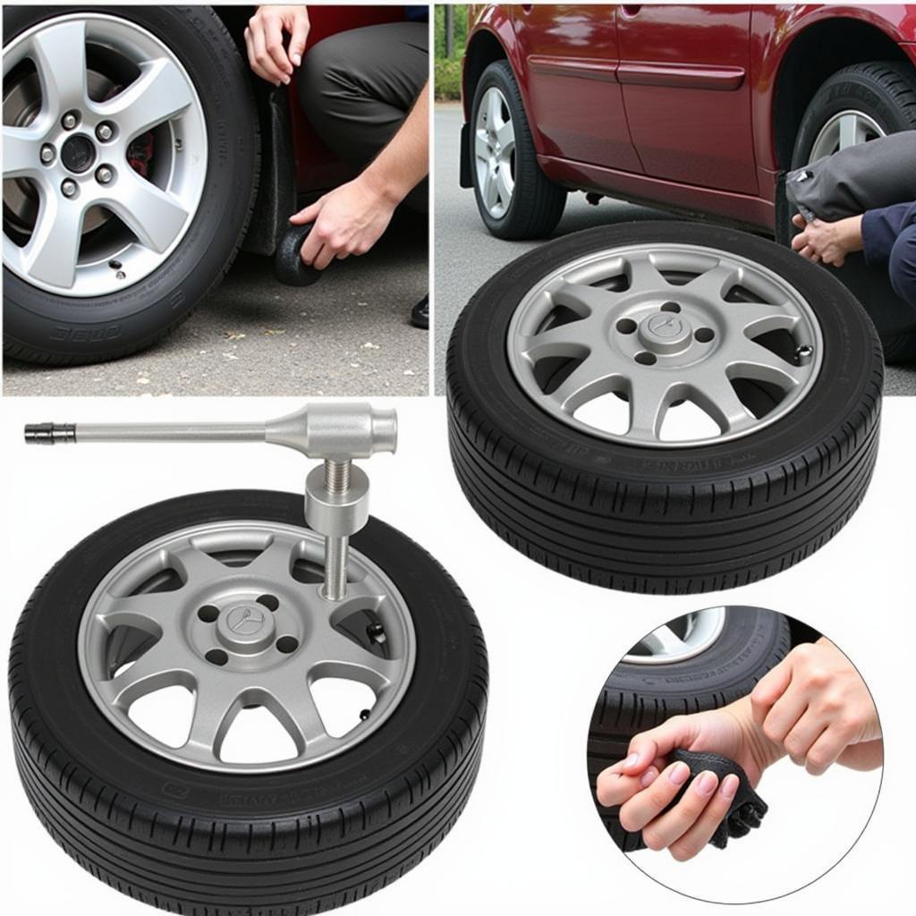 Repairing a Puncture in a Car Tire