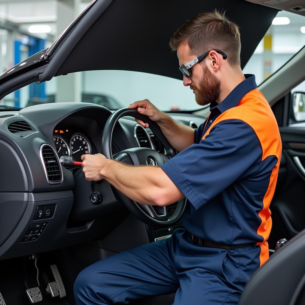 Certified Car AC Technician at Work