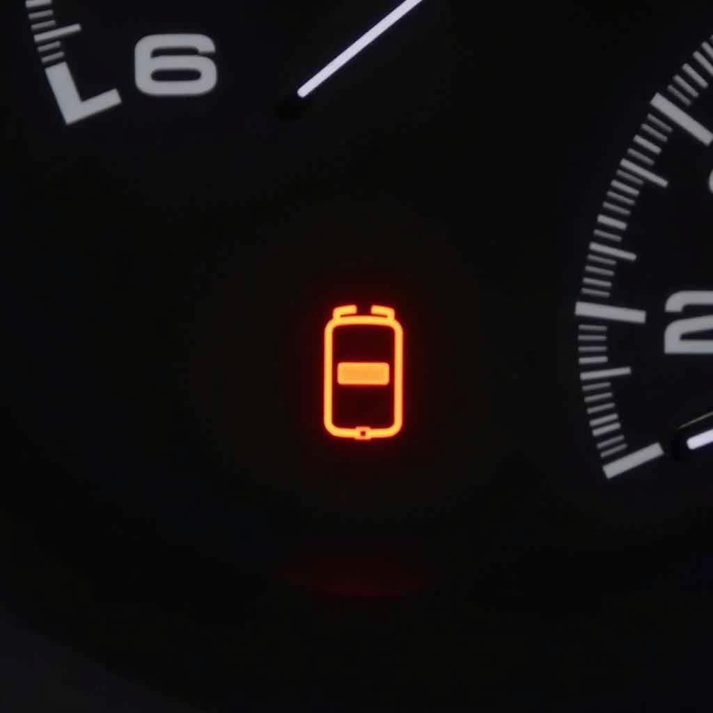 A lit check engine light on the dashboard