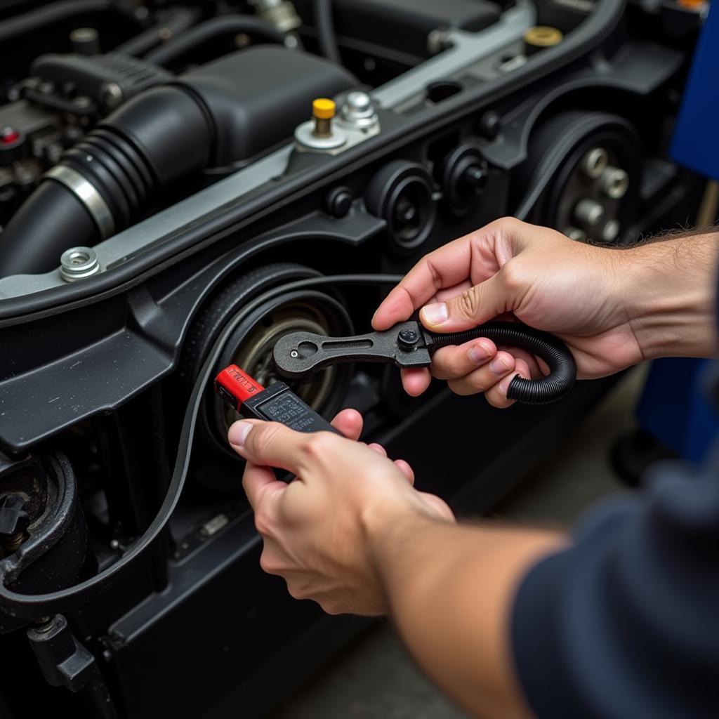 Mechanic Checking AC Belt