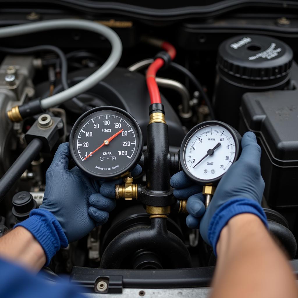 Mechanic Checking AC Lines