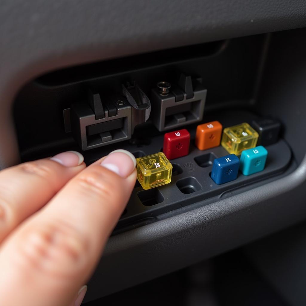 A Person Checking Car AC Fuse