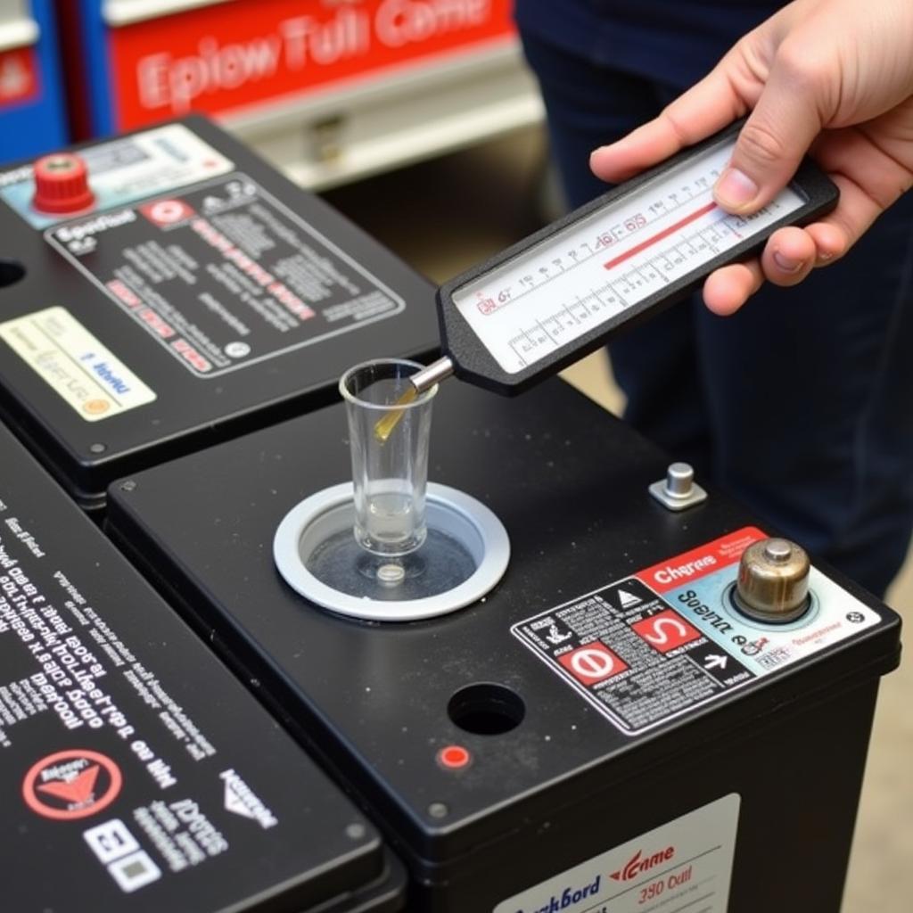 Checking Car Battery Water Level with Hydrometer