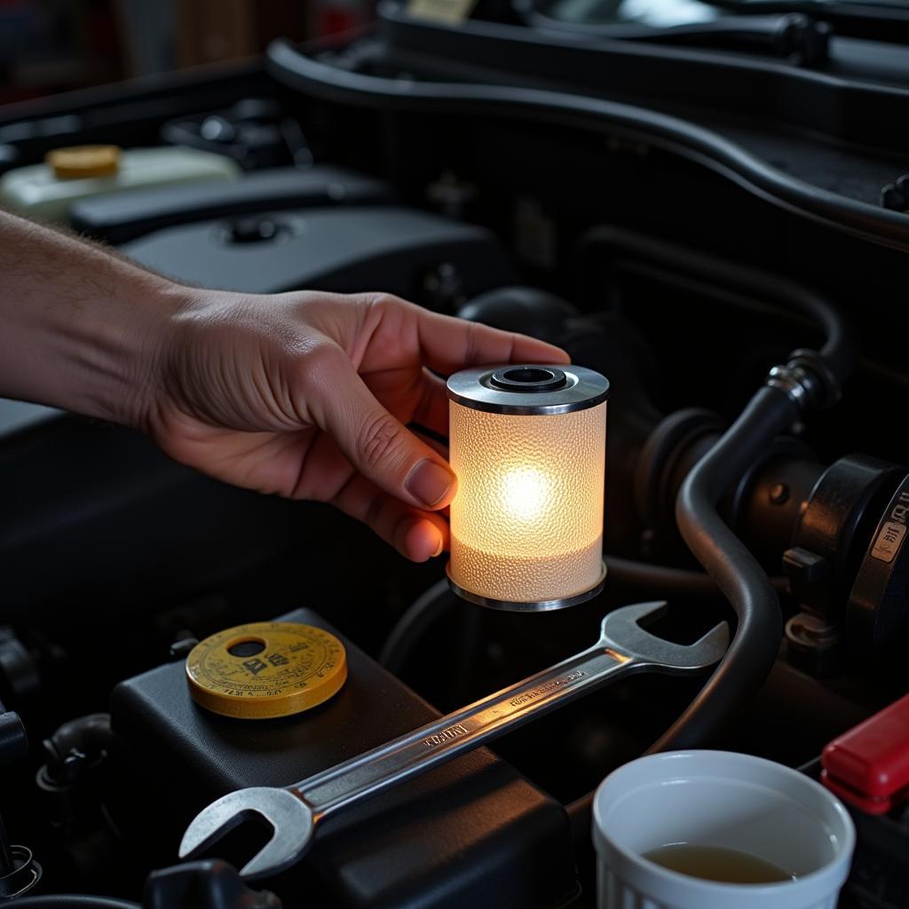 Mechanic Checking Car Fuel Filter