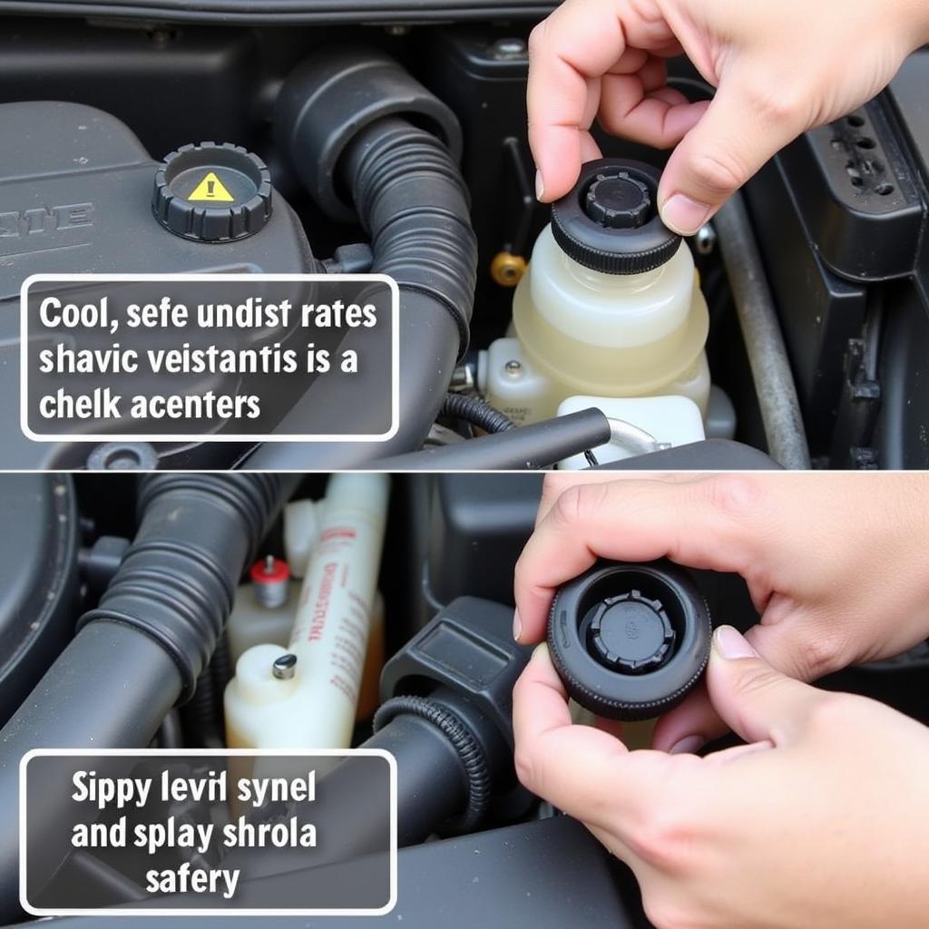 Checking the coolant level in a car's reservoir