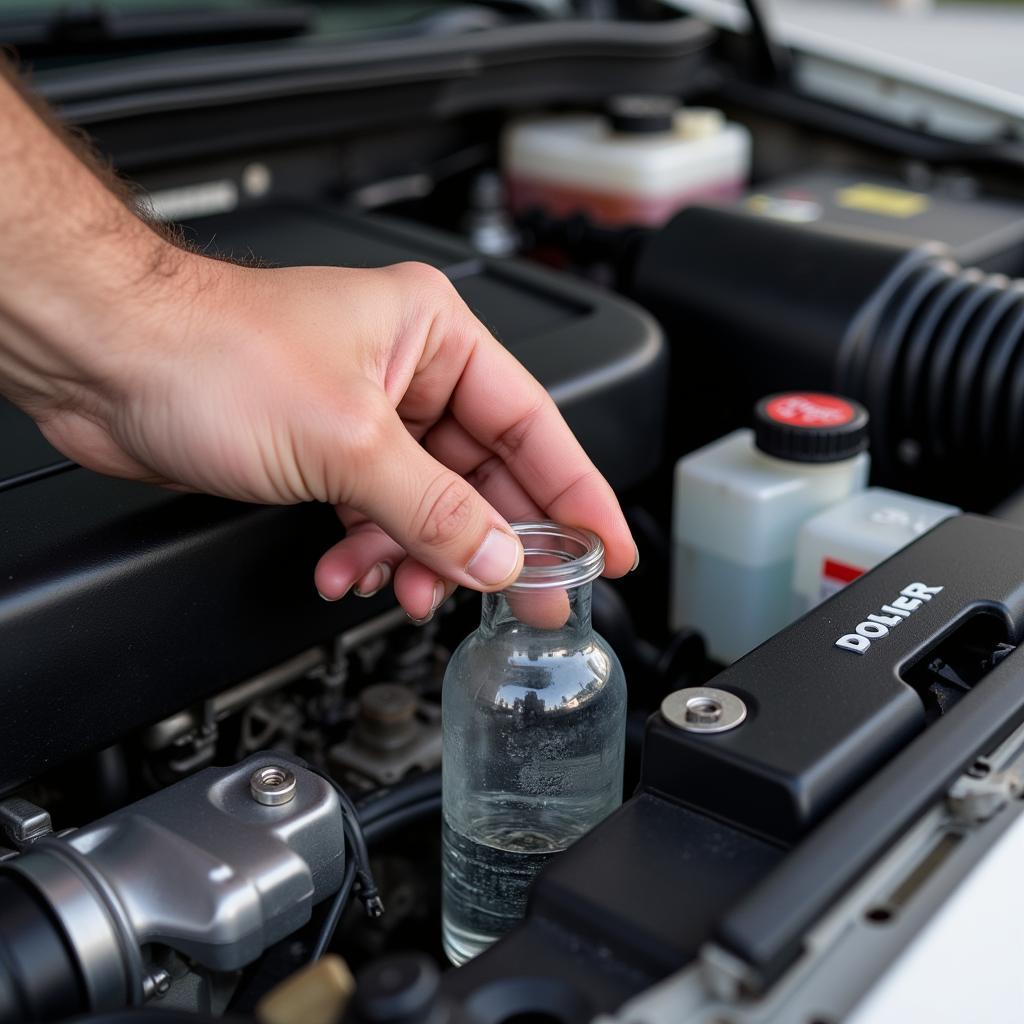 Checking Coolant Level in Car Radiator