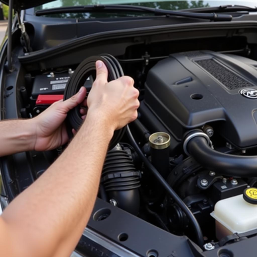 Inspecting an engine belt