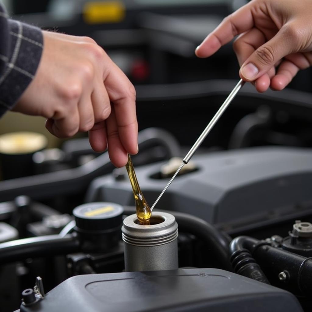 Checking Engine Oil Level for Routine Car Maintenance