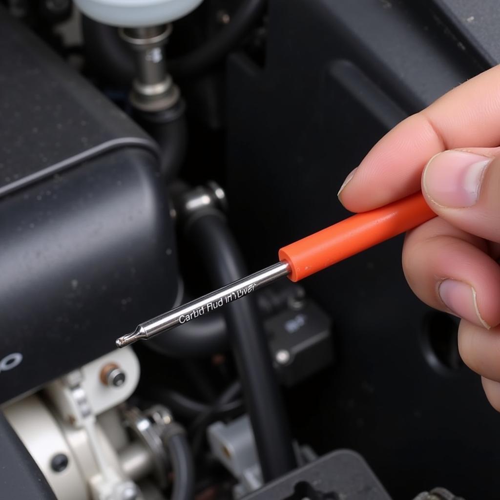 Mechanic Checking Power Steering Fluid in a Hyundai Eon