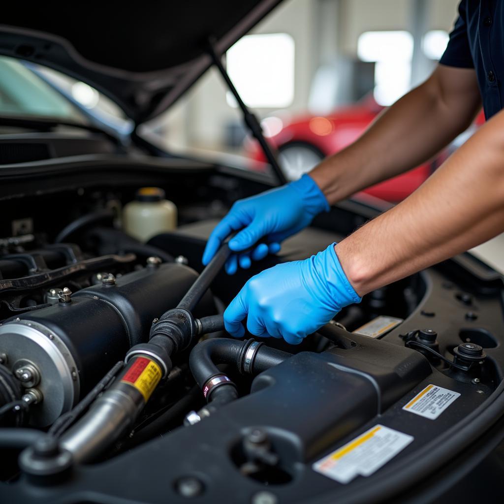 Mechanic Inspecting Fuel Lines