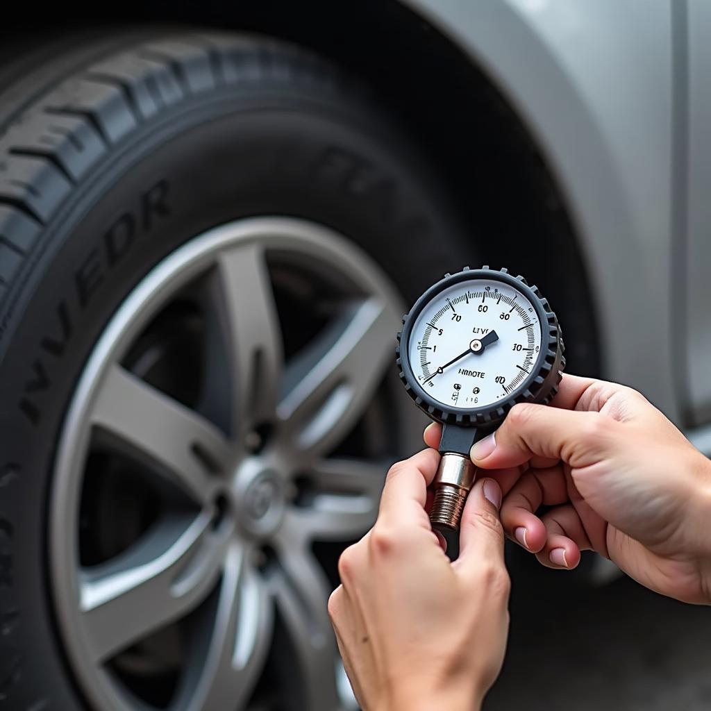 Checking tire pressure