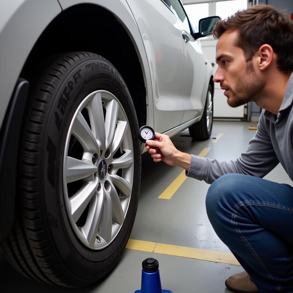 Checking tire pressure in Wilkes Barre