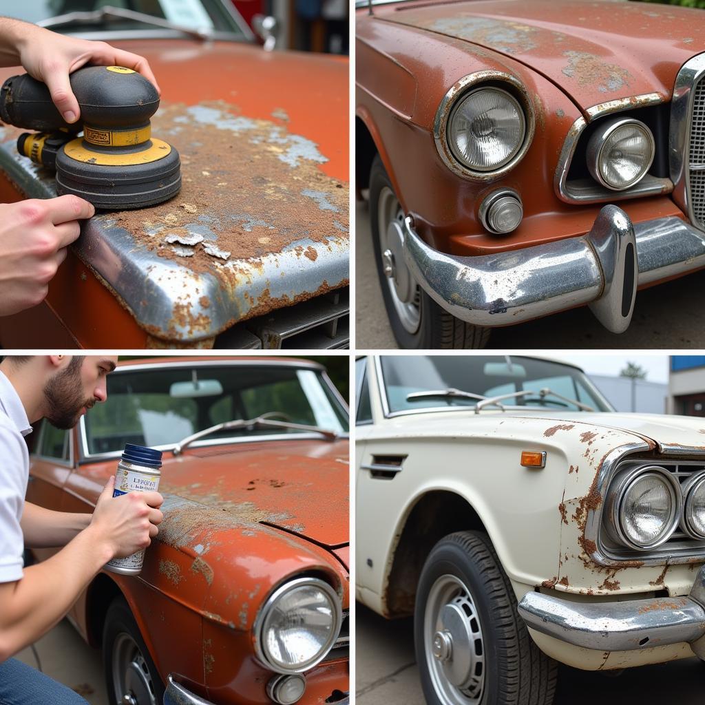 Repairing rust on a classic car body