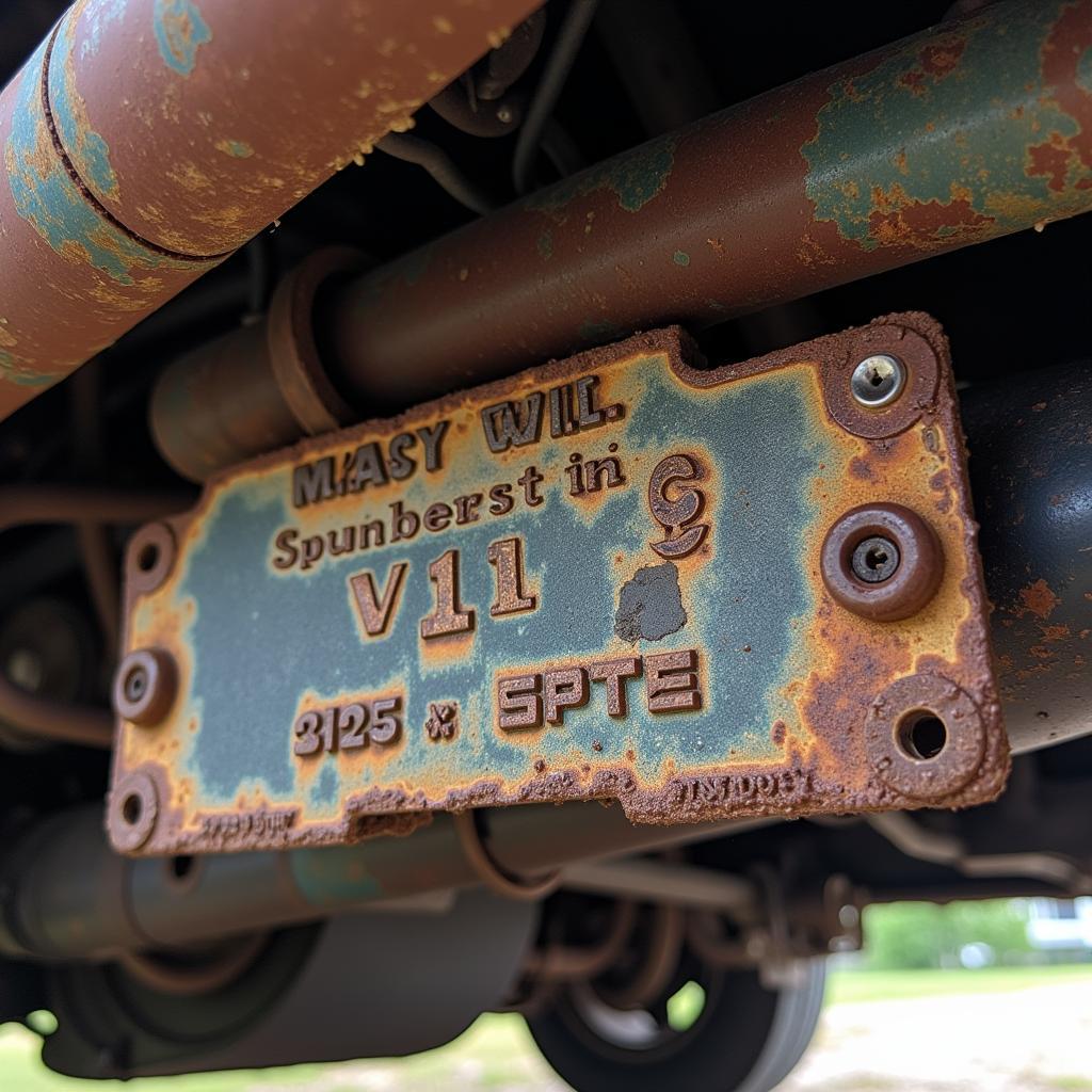 Rusty VIN Plate on Classic Car