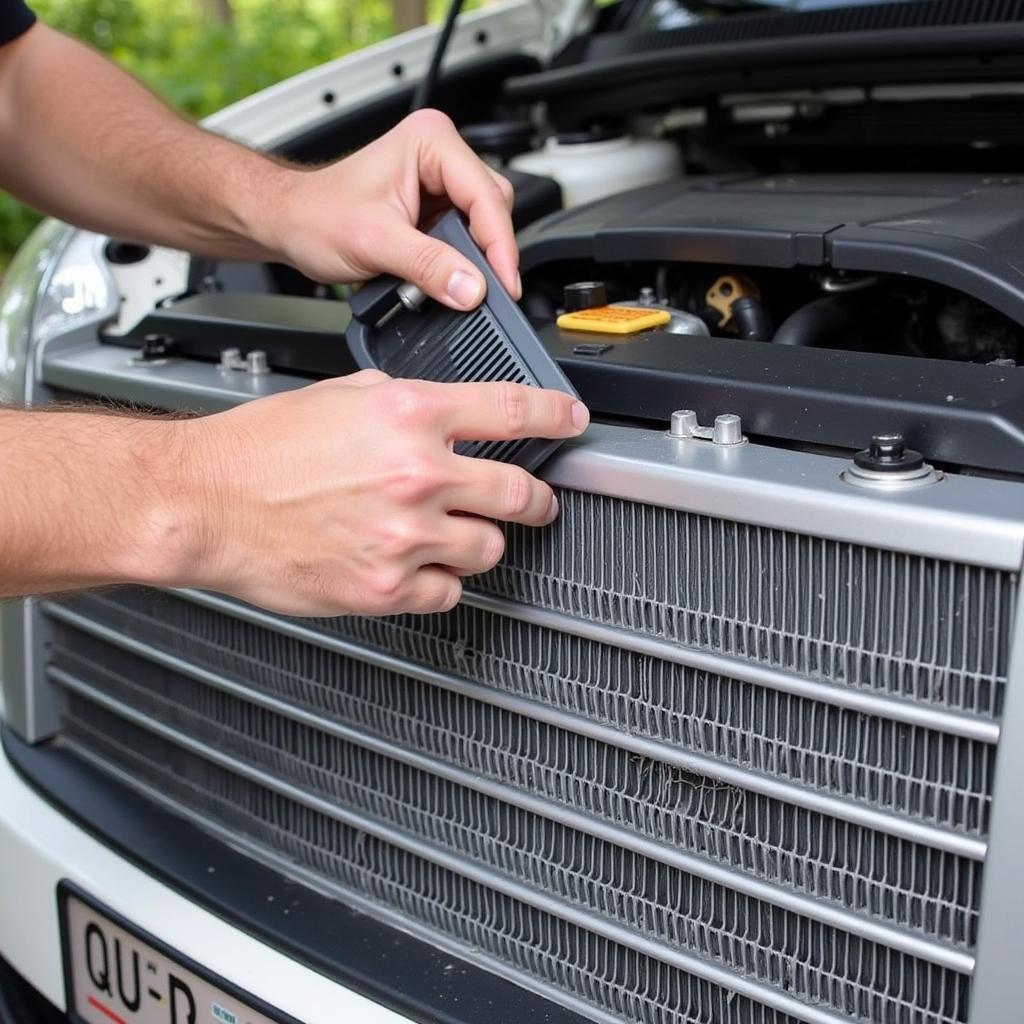 Cleaning a Car AC Condenser