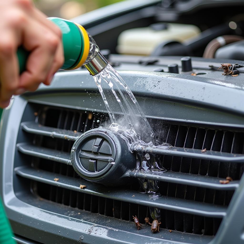 Cleaning a Car AC Condenser with Water