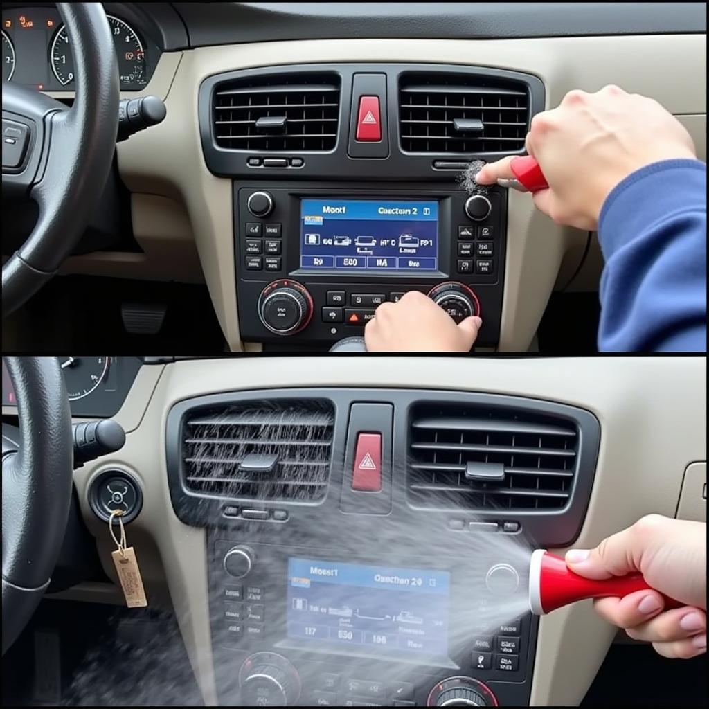 Cleaning a Car's AC Condenser with Water Spray