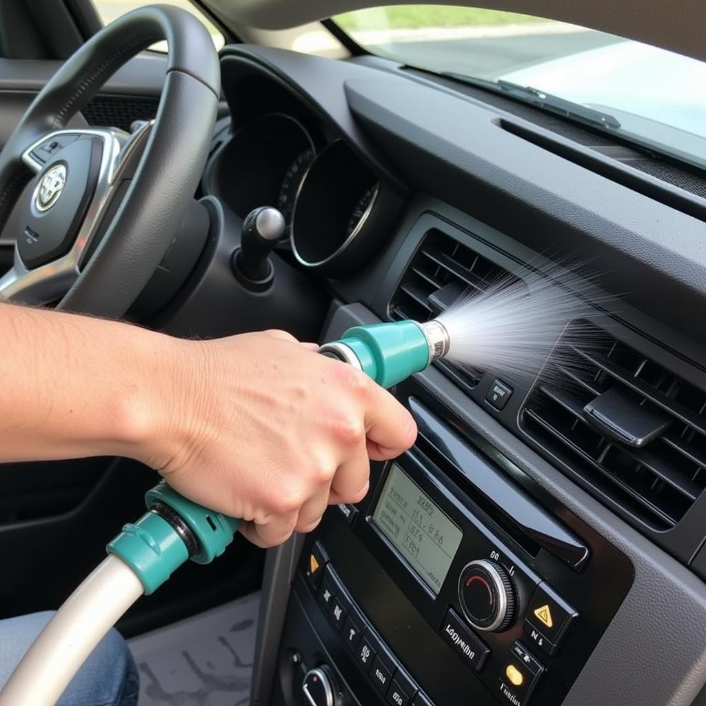 Cleaning Car AC Condenser with Garden Hose