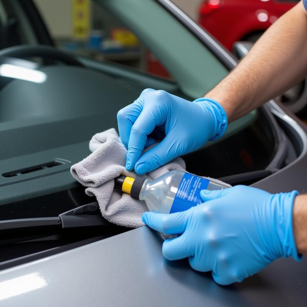 Cleaning Car Windshield Chip