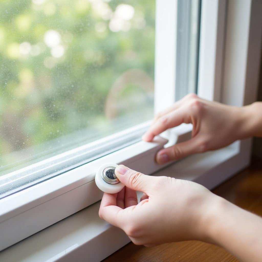 Cleaning window track and lubricating rollers