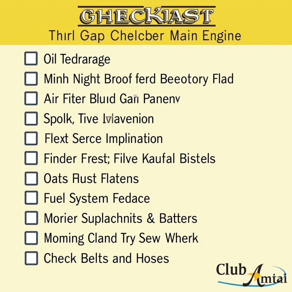 Club Car Gas Engine Regular Maintenance Checklist