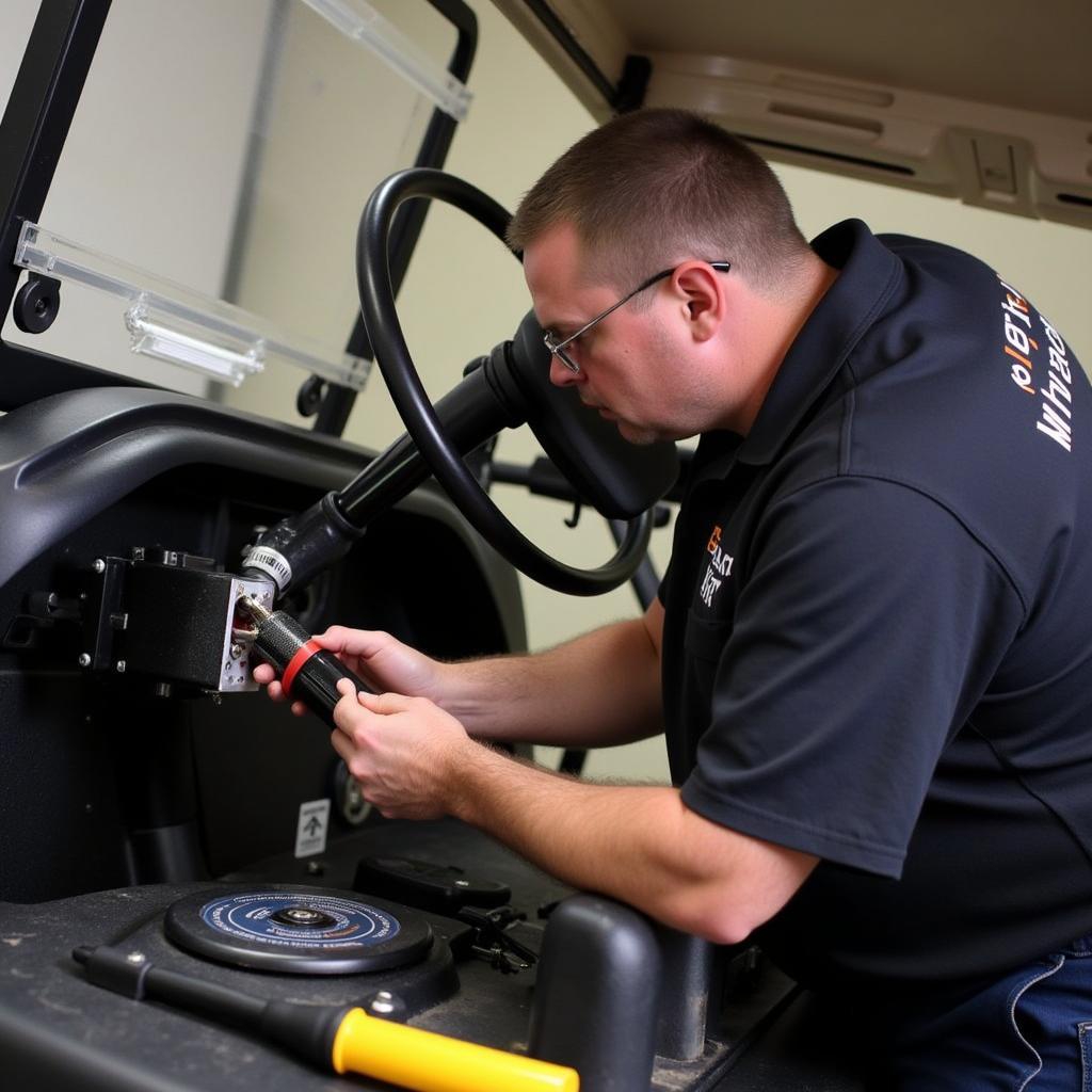 Club Car Technician Inspecting Forward Reverse Switch