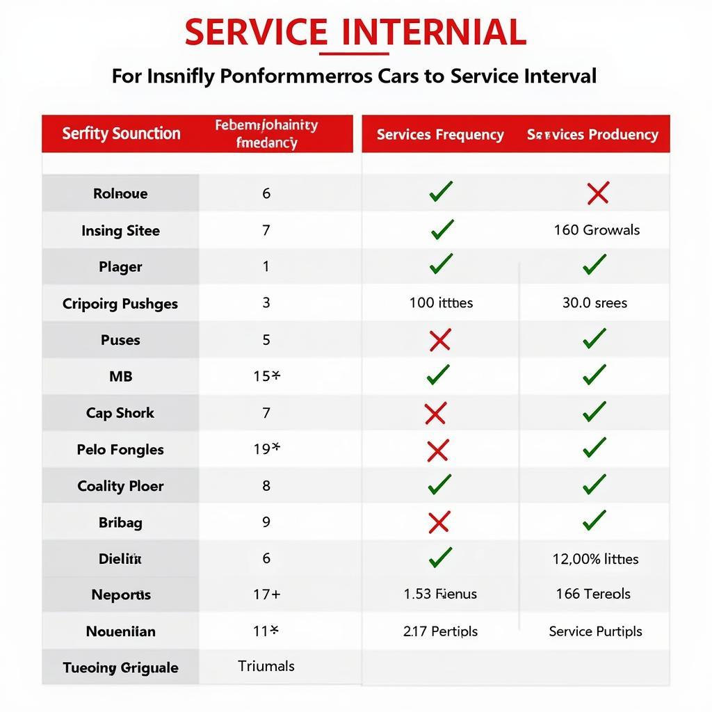 Comparing service intervals of different car models