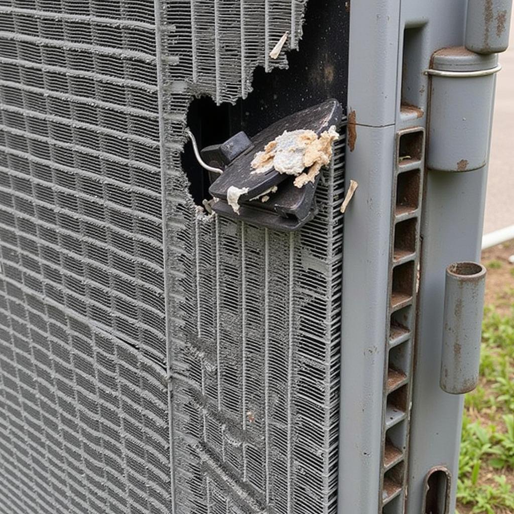 Damaged Car AC Condenser