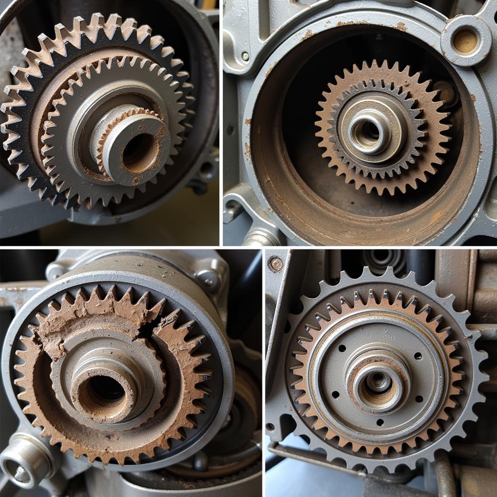 Damaged transmission gears and components