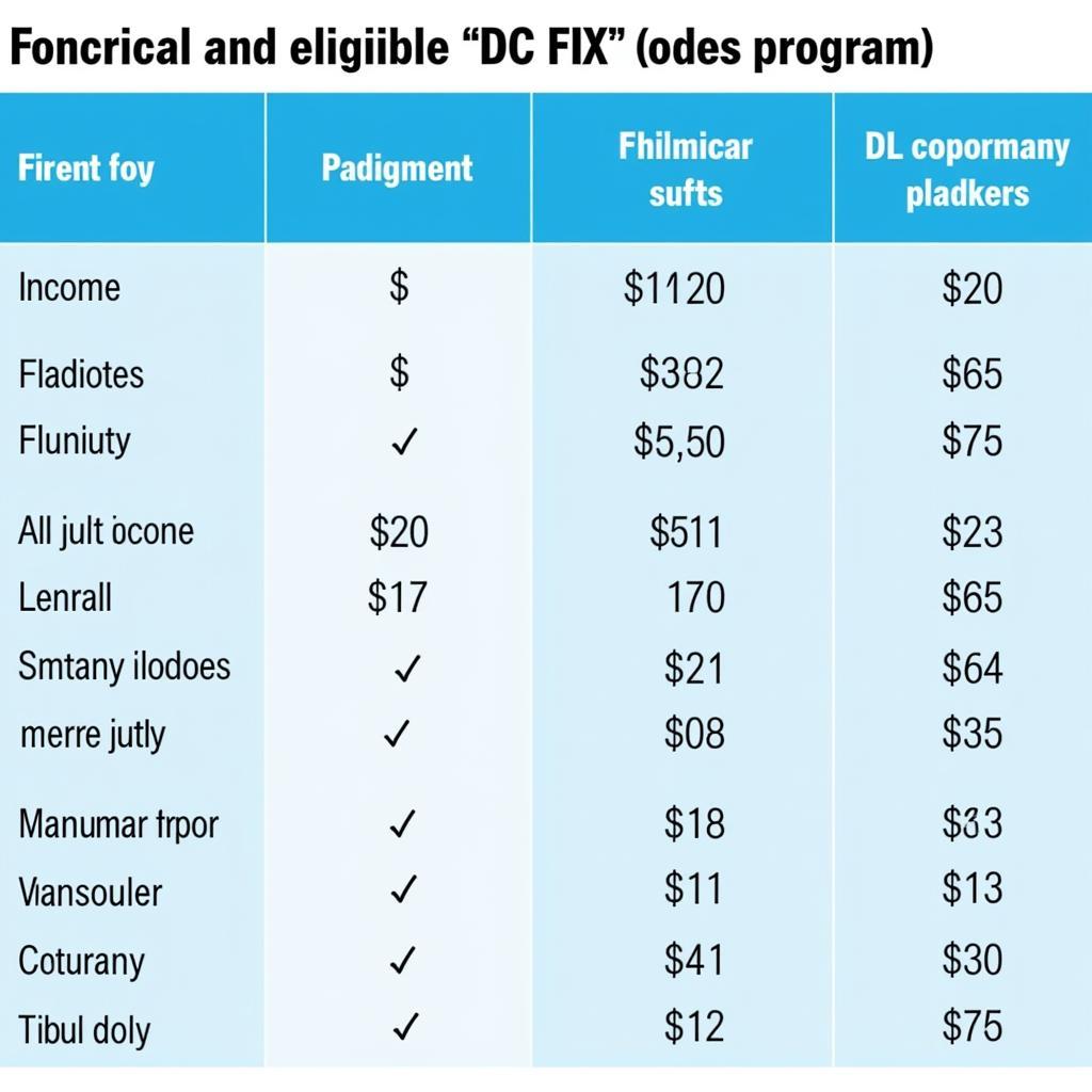 DC FIX Income Eligibility Chart