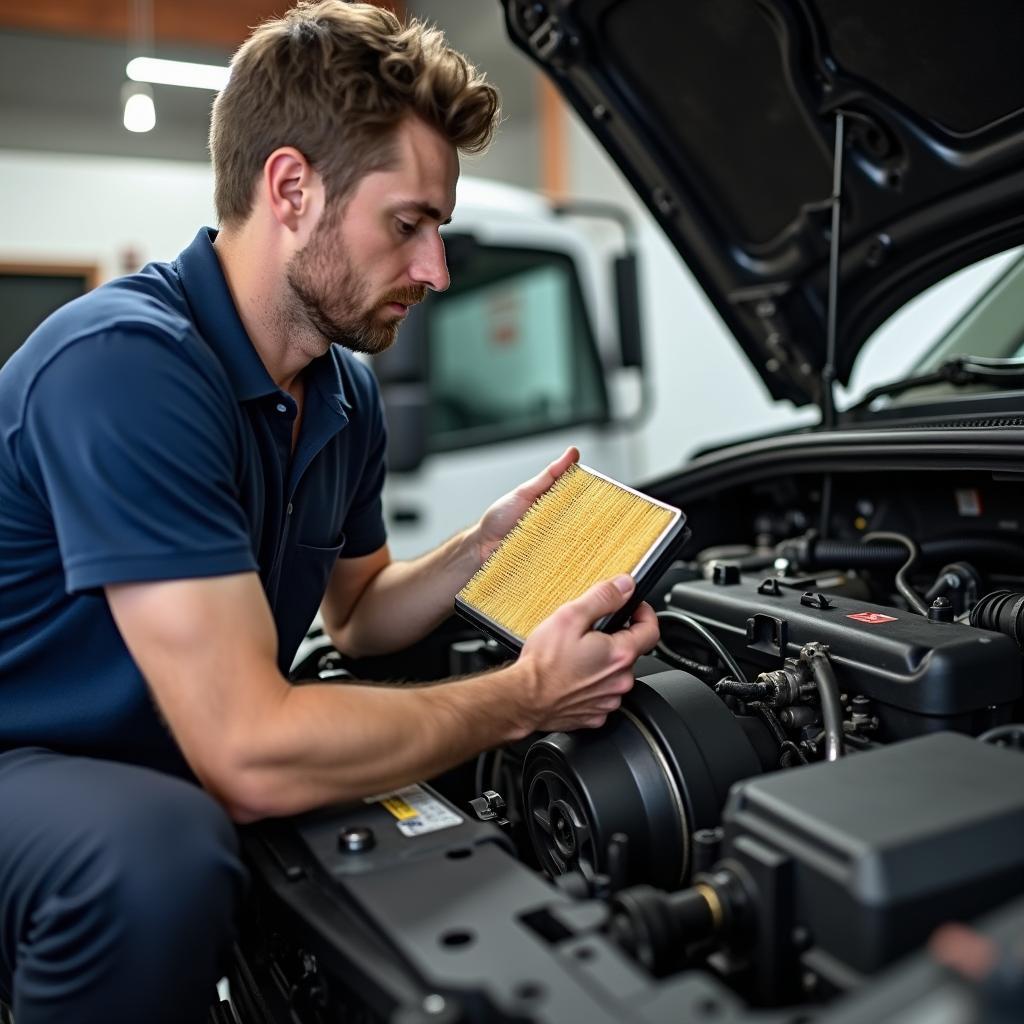 Replacing an air filter in a diesel engine