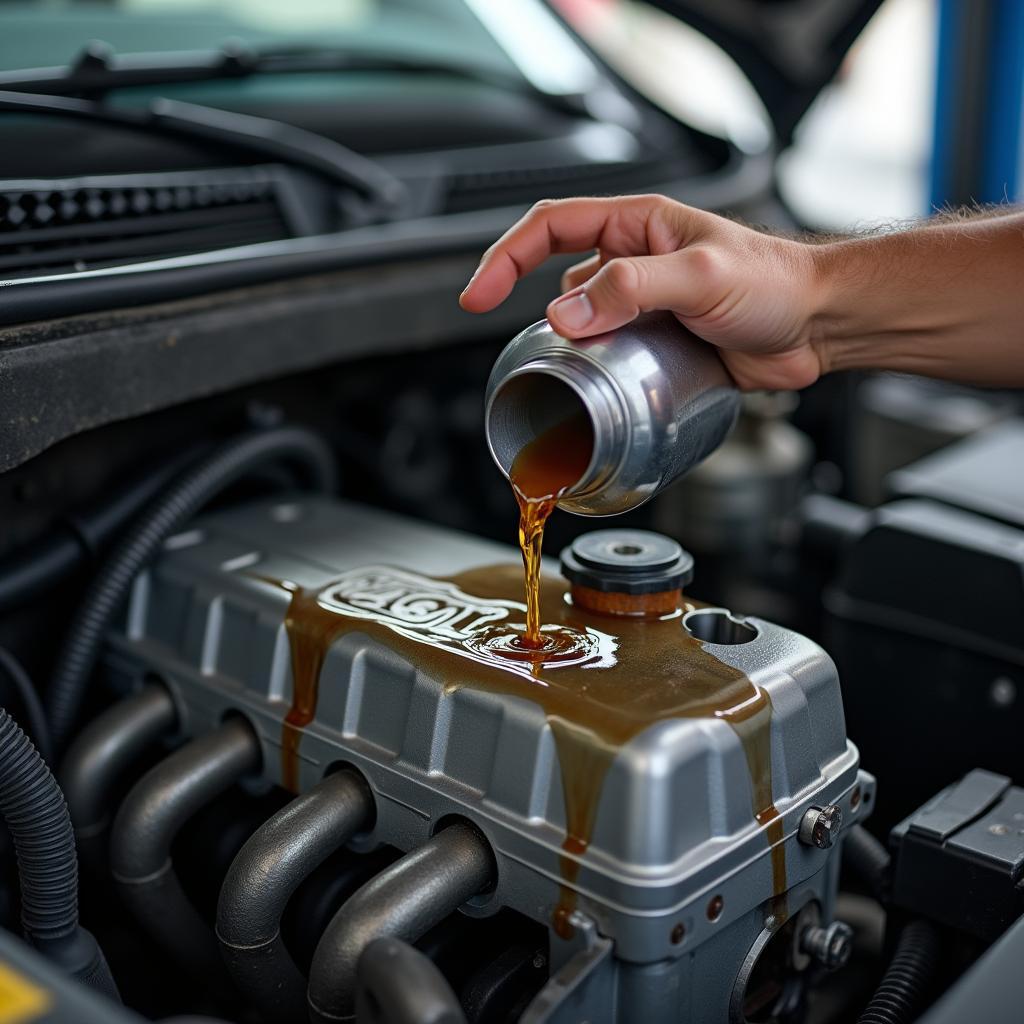 Changing the oil in a diesel engine