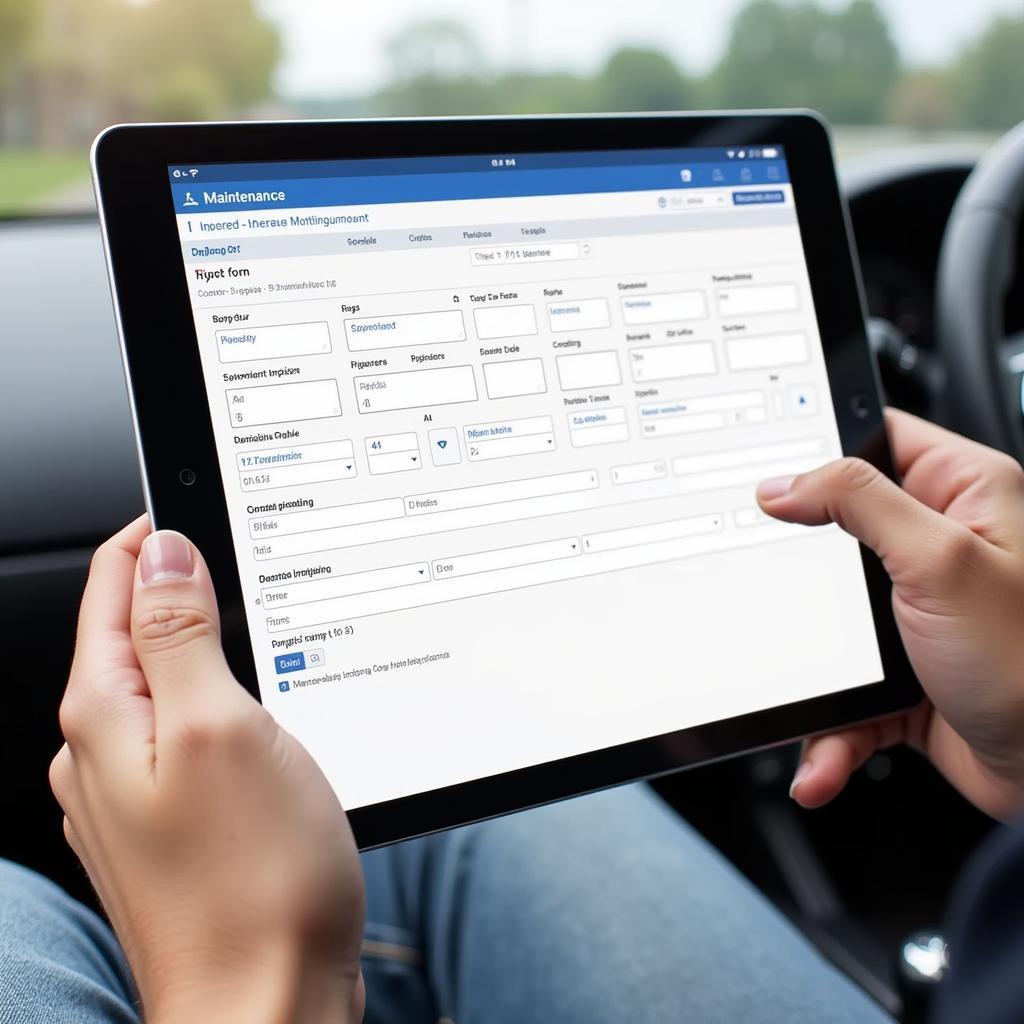 Digital Car Maintenance Form on a Tablet