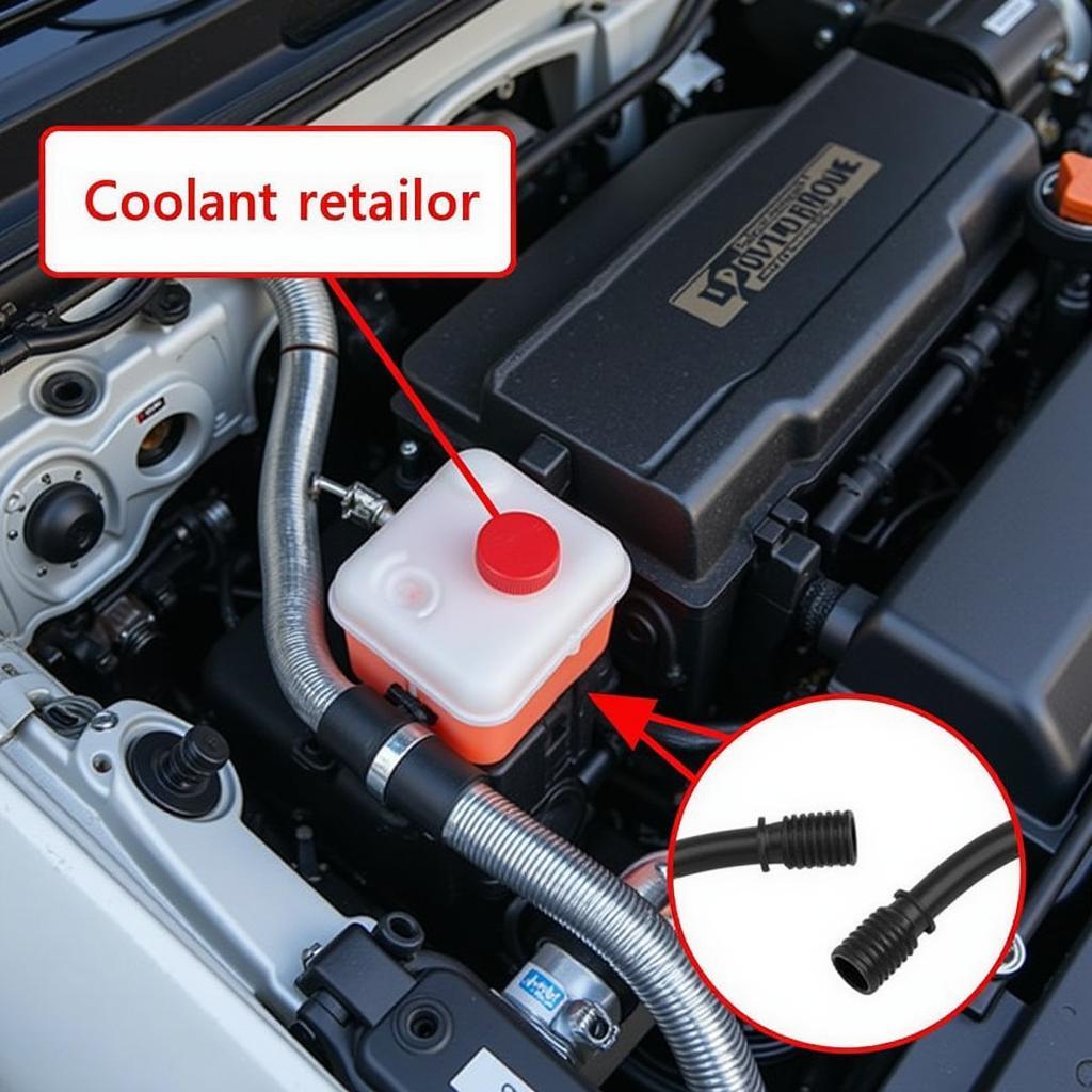 Close-up of hybrid car's electric motor cooling system