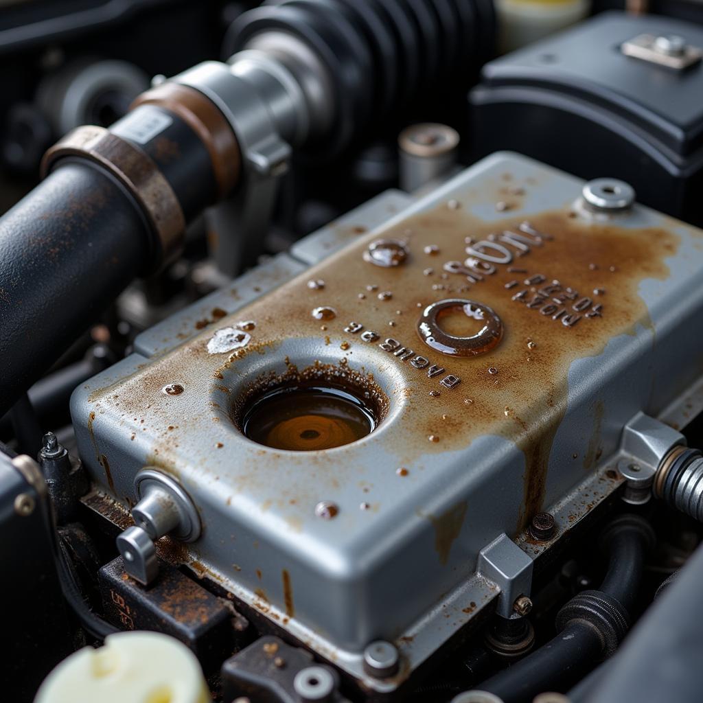 Car engine oil leak