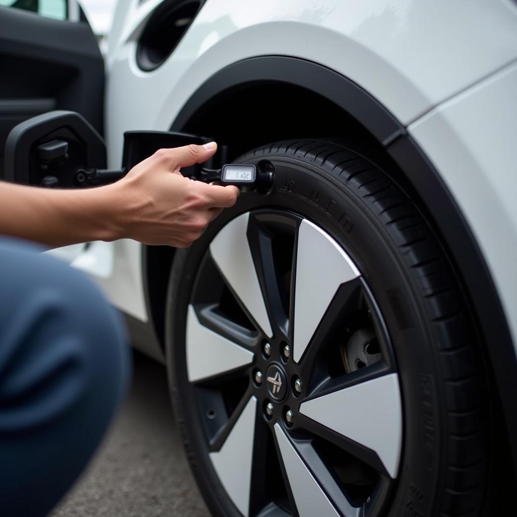 Checking Electric Car Tire Pressure