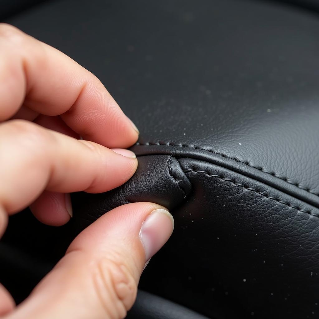 Assessing the damage of a tear in a car seat seam