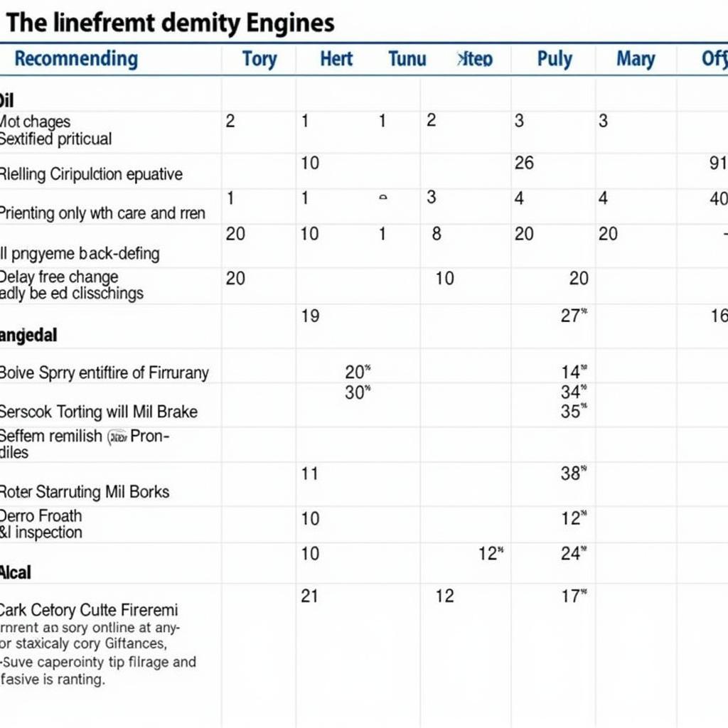 Example of a Ford Maintenance Schedule