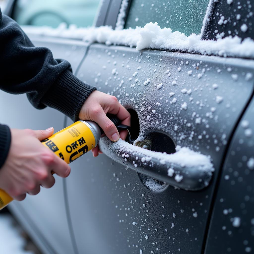 Frozen car door lock de-icer