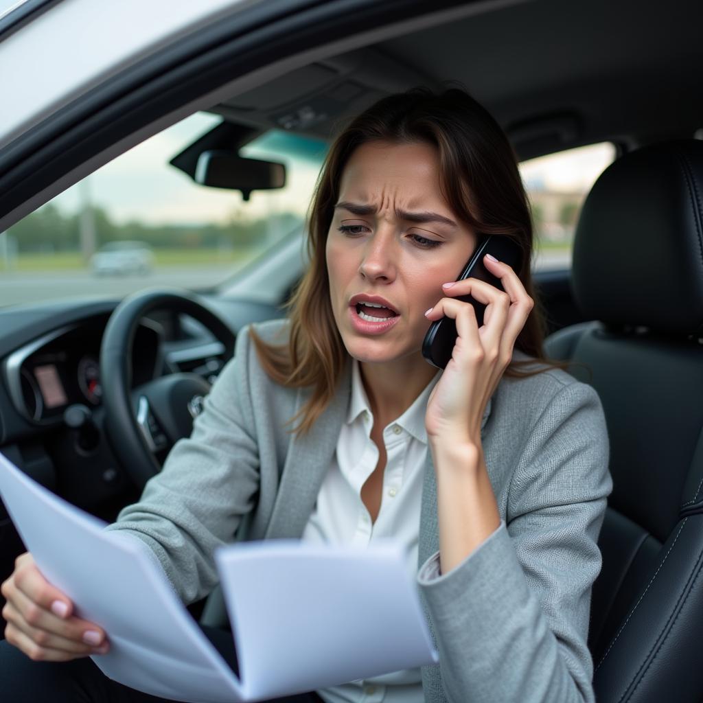 A frustrated car owner on the phone with a mechanic