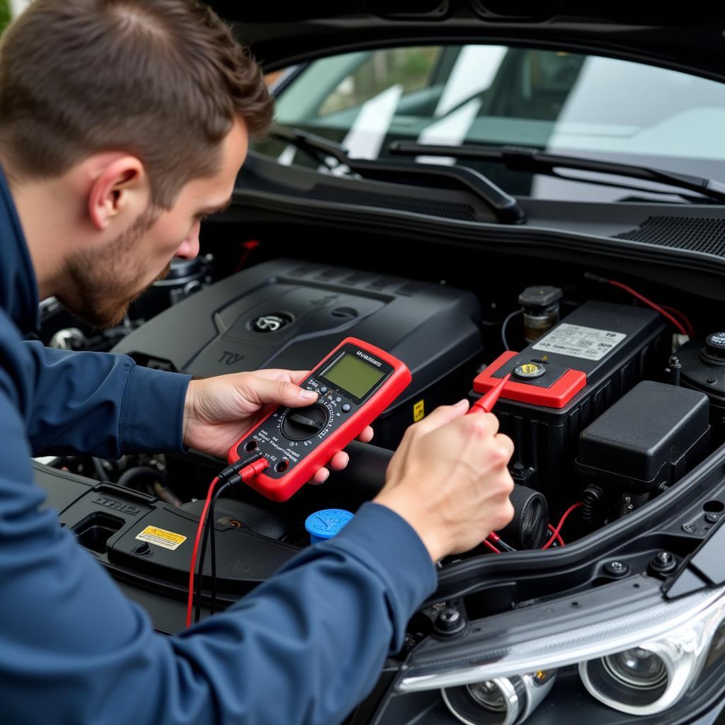 Checking a German car battery