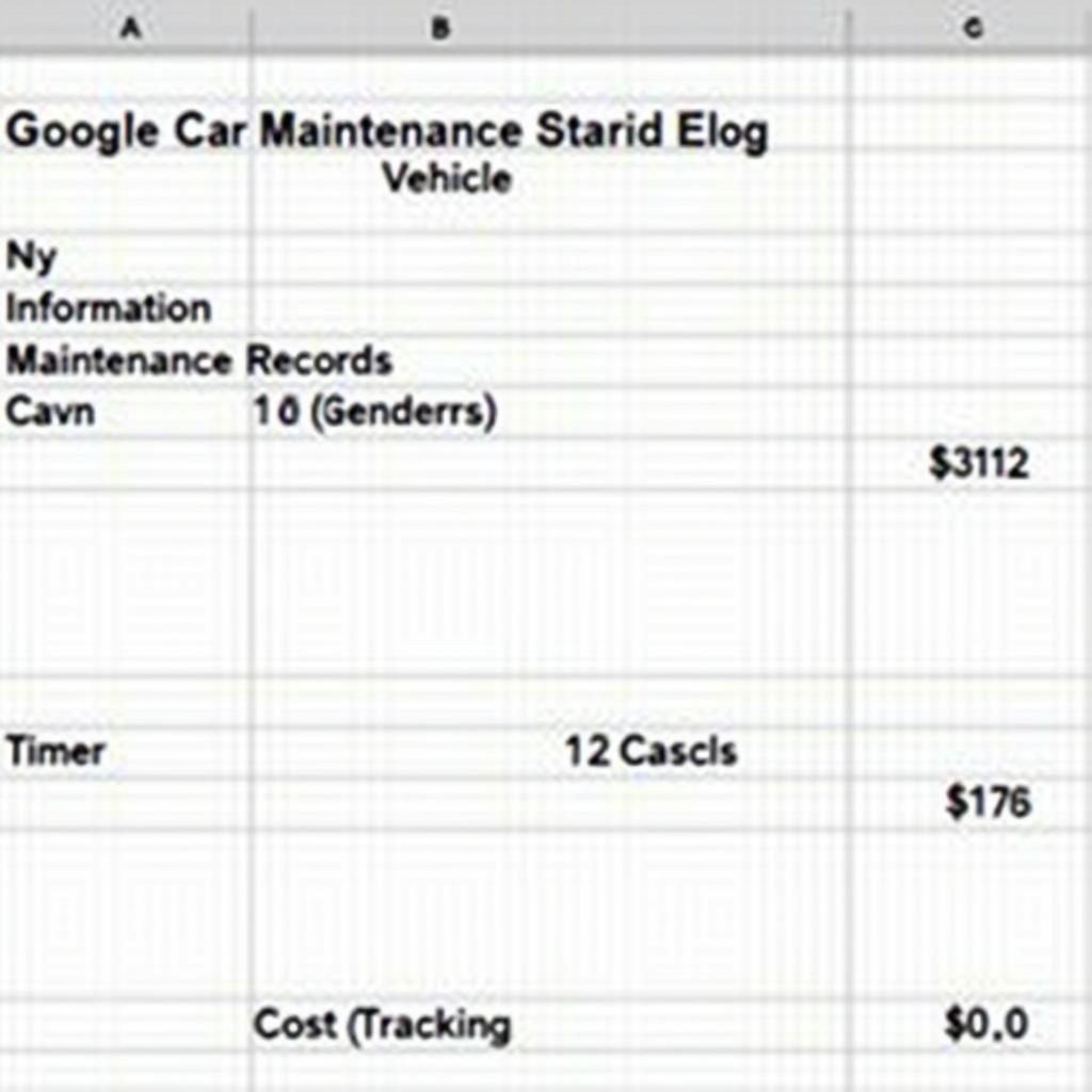 Sample Google Car Maintenance Log