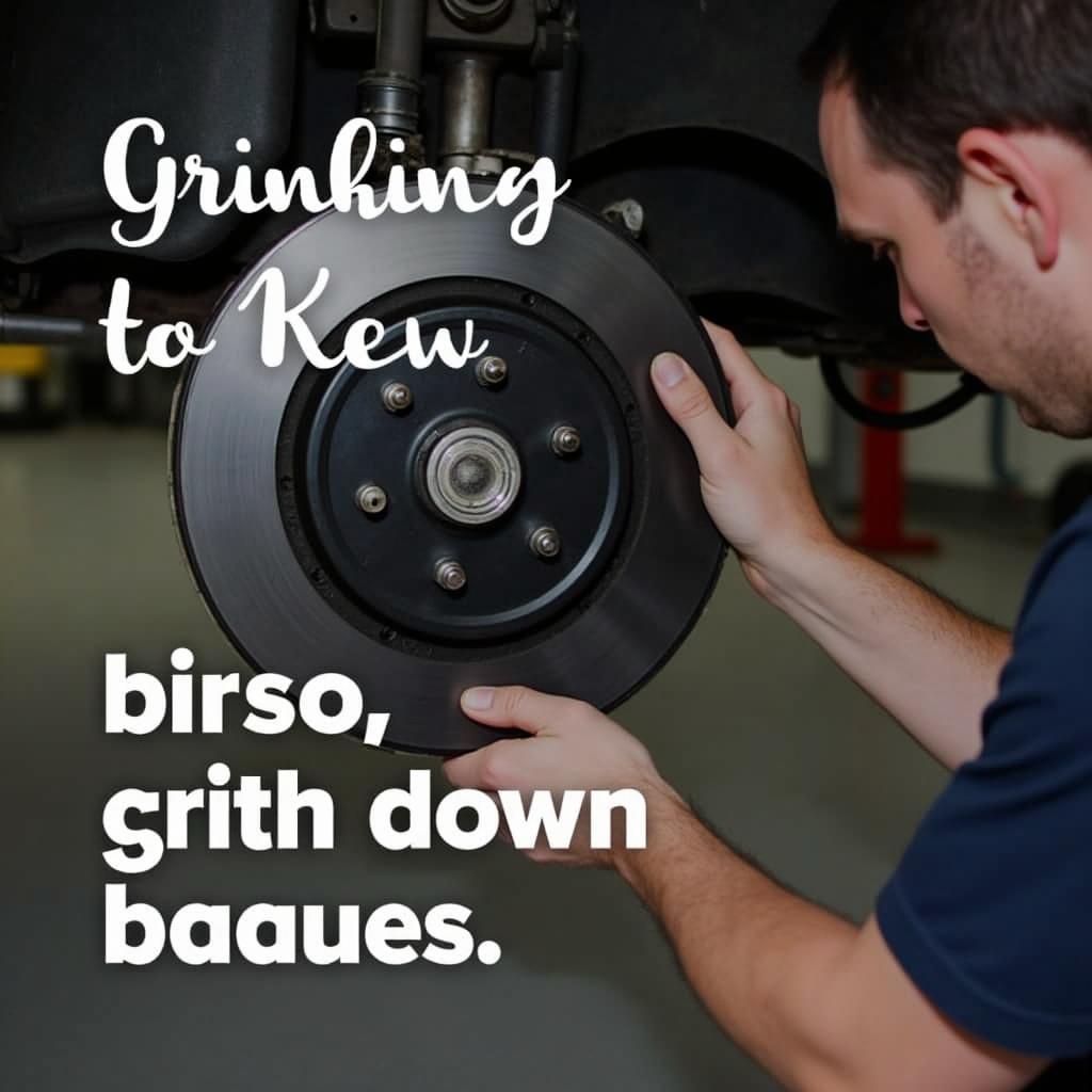 A mechanic replacing brake pads on a car