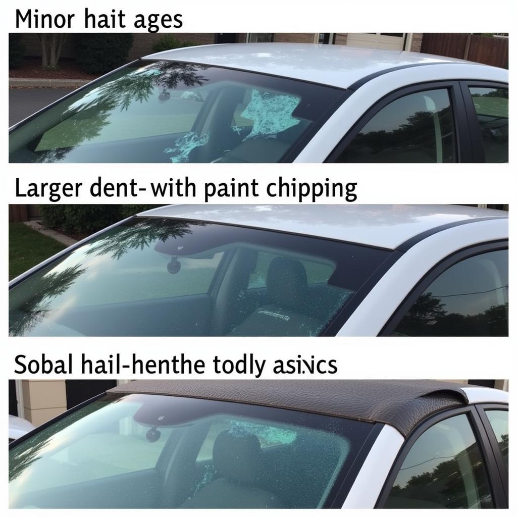 Different Severity Levels of Hail Damage on Vehicles