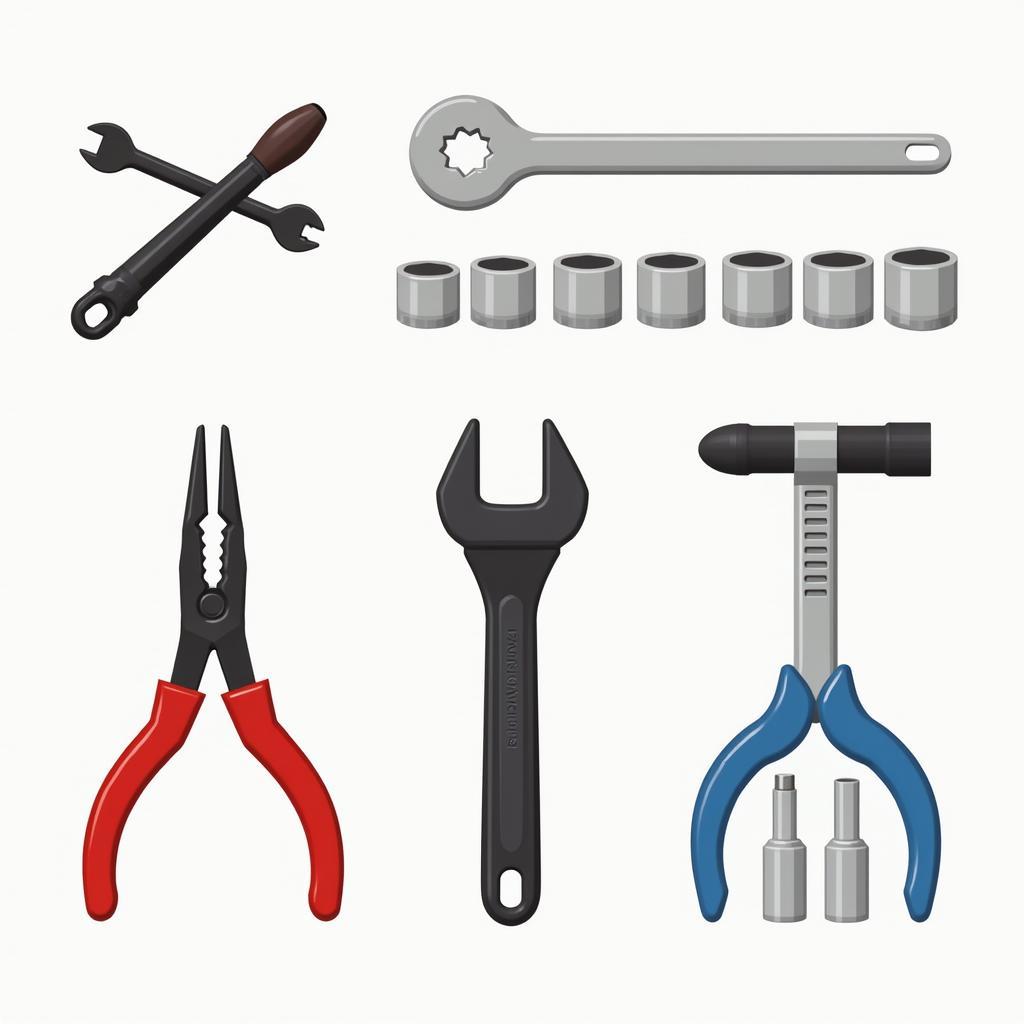 A set of essential hand tools for car maintenance