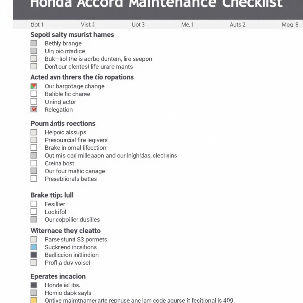 Honda Accord Maintenance Checklist