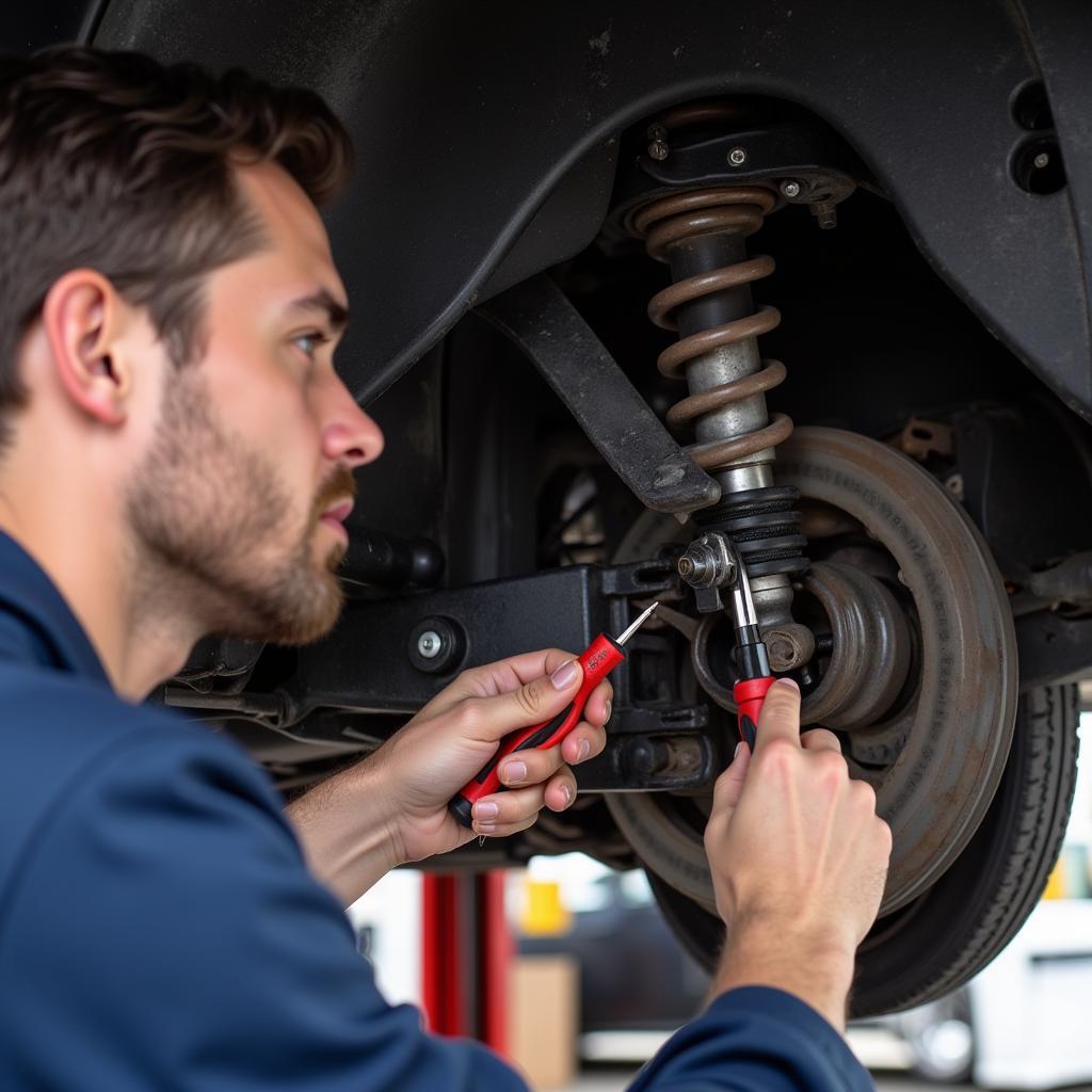 Inspecting Car Suspension for Damage